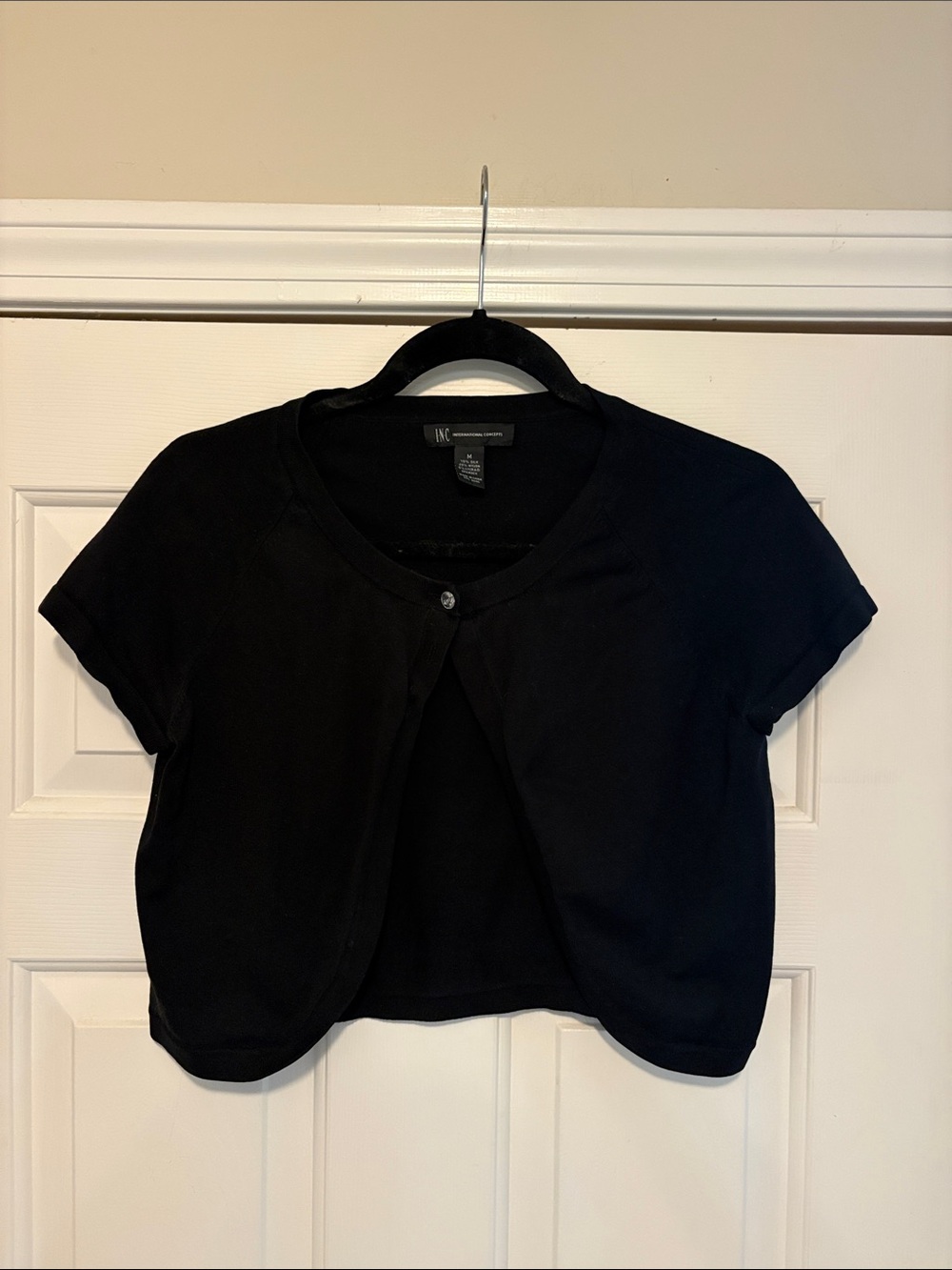INC International Concepts Black Cropped Bolero with Single Button